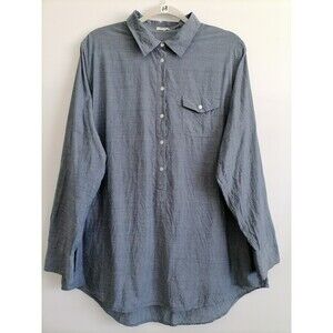 J. Crew Blue Roll Tab Sleeve Spread Collared 1/2 Button Up Shirt XL (estimated)